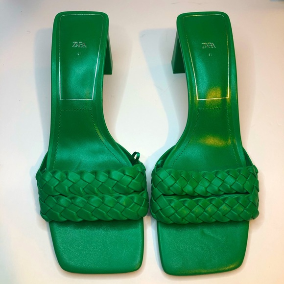 Zara Shoes Zara Green Woven Strap Heels Poshmark